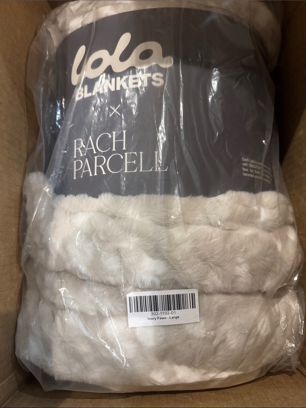 Lola Blankets x Rach Parcell/Plush Faux Fur/Throw/Blanket/Ivory Fawn/NIB! SEALED